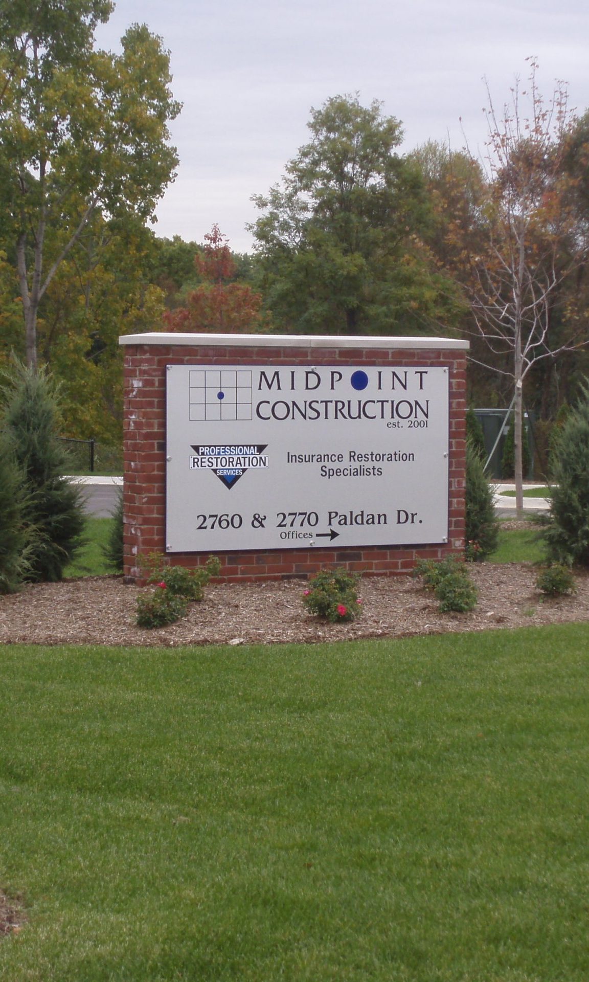 Midpoint Construction sign in Auburn Hills, Michigan